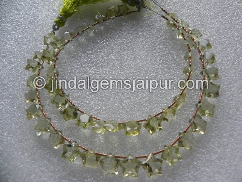 Lemon Quartz Star Cut Shape Beads